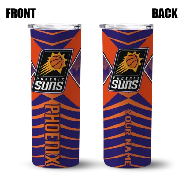 personalized phoenix suns camo texture purple skinny tumbler fashion forward.webp