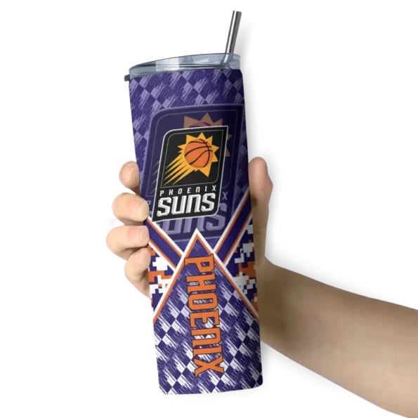 personalized phoenix suns monogram burst purple white skinny tumbler premium grade.webp