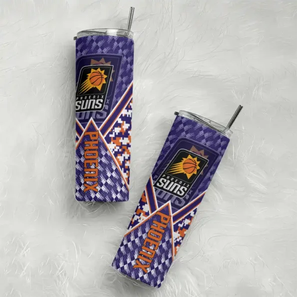 personalized phoenix suns monogram burst purple white skinny tumbler top rated.webp