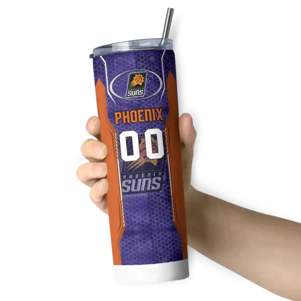 personalized phoenix suns stacked diamond purple skinny tumbler premium grade.webp