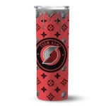 personalized portland trail blazers camo streak red skinny tumbler best selling 1.webp