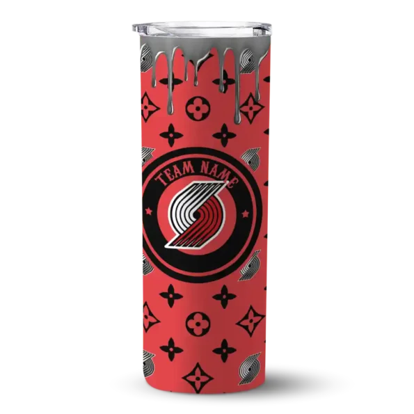 personalized portland trail blazers camo streak red skinny tumbler best selling 1.webp
