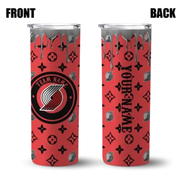 personalized portland trail blazers camo streak red skinny tumbler fashion forward.webp