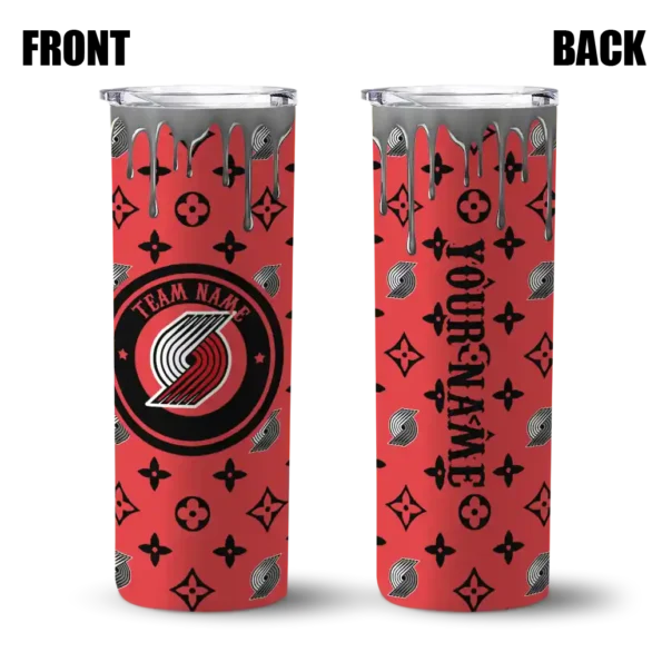 personalized portland trail blazers camo streak red skinny tumbler fashion forward.webp