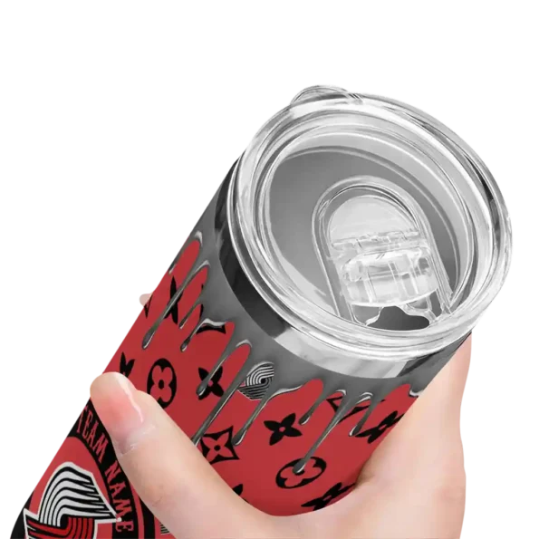 personalized portland trail blazers camo streak red skinny tumbler high quality.webp
