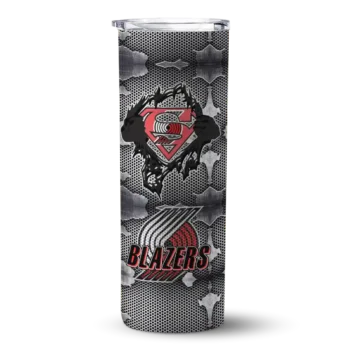 personalized portland trail blazers chevron v red gray skinny tumbler best selling 1.webp