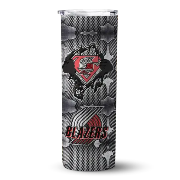 personalized portland trail blazers chevron v red gray skinny tumbler best selling 1.webp