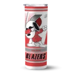 personalized portland trail blazers snoopy dog red white skinny tumbler best selling 1.webp