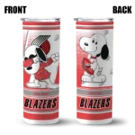 personalized portland trail blazers snoopy dog red white skinny tumbler best selling 1.webp