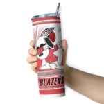 personalized portland trail blazers snoopy dog red white skinny tumbler best selling 1.webp