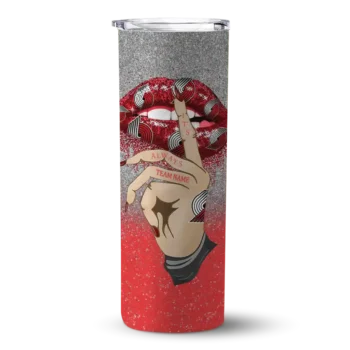 personalized portland trail blazers sparkle lips red skinny tumbler best selling 1.webp