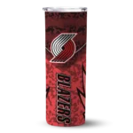 personalized portland trail blazers spiral burst print red skinny tumbler best selling 1.webp