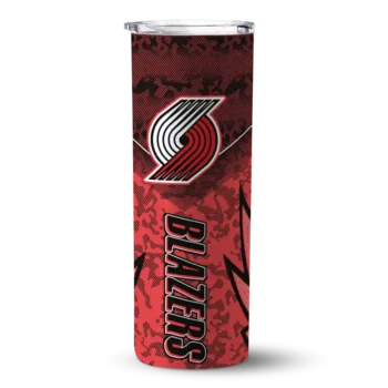 personalized portland trail blazers spiral burst print red skinny tumbler best selling 1.webp