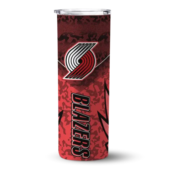 personalized portland trail blazers spiral burst print red skinny tumbler best selling 1.webp