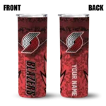 personalized portland trail blazers spiral burst print red skinny tumbler best selling 1.webp