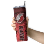 personalized portland trail blazers spiral burst print red skinny tumbler best selling 1.webp