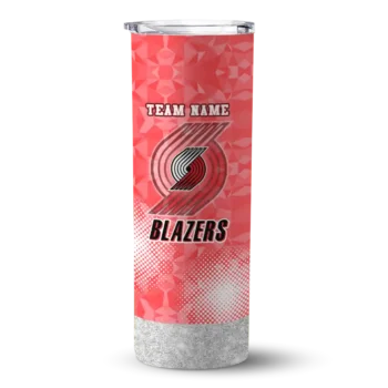 personalized portland trail blazers starburst tiles red skinny tumbler best selling 1.webp