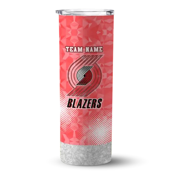 personalized portland trail blazers starburst tiles red skinny tumbler best selling 1.webp