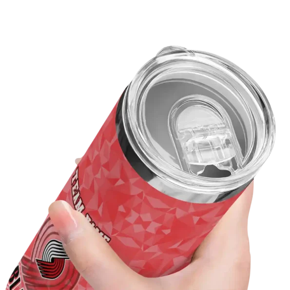 personalized portland trail blazers starburst tiles red skinny tumbler high quality.webp
