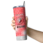 personalized portland trail blazers starburst tiles red skinny tumbler best selling 1.webp