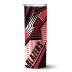 personalized portland trail blazers web stripes red white skinny tumbler best selling 1.webp