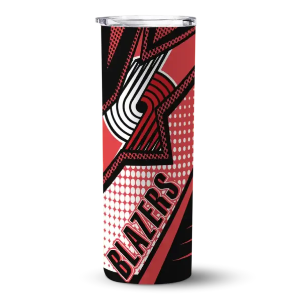 personalized portland trail blazers web stripes red white skinny tumbler best selling 1.webp