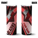 personalized portland trail blazers web stripes red white skinny tumbler best selling 1.webp