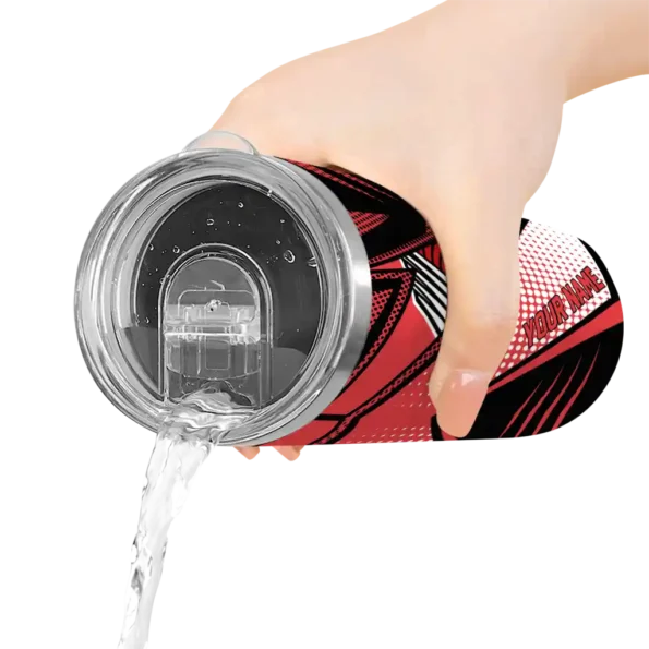 personalized portland trail blazers web stripes red white skinny tumbler latest model.webp