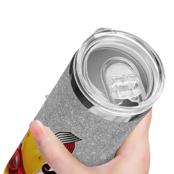 personalized portland trail blazers winnie the pooh red gray skinny tumbler high quality.webp