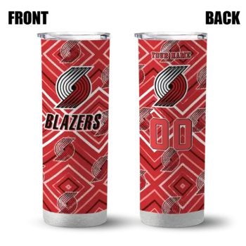 personalized portland trail blazers zipper leopard red skinny tumbler fashion forward.webp