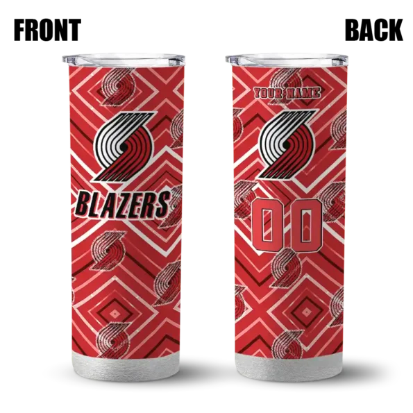 personalized portland trail blazers zipper leopard red skinny tumbler fashion forward.webp