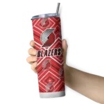 personalized portland trail blazers zipper leopard red skinny tumbler best selling 1.webp