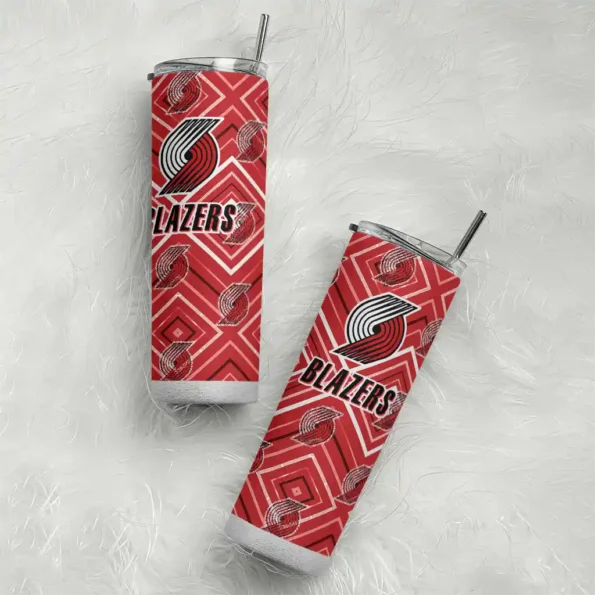 personalized portland trail blazers zipper leopard red skinny tumbler top rated.webp
