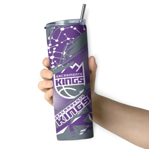 personalized sacramento kings helmet clash purple skinny tumbler premium grade.webp