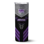 personalized sacramento kings hexagon honeycomb purple black skinny tumbler best selling 1.webp