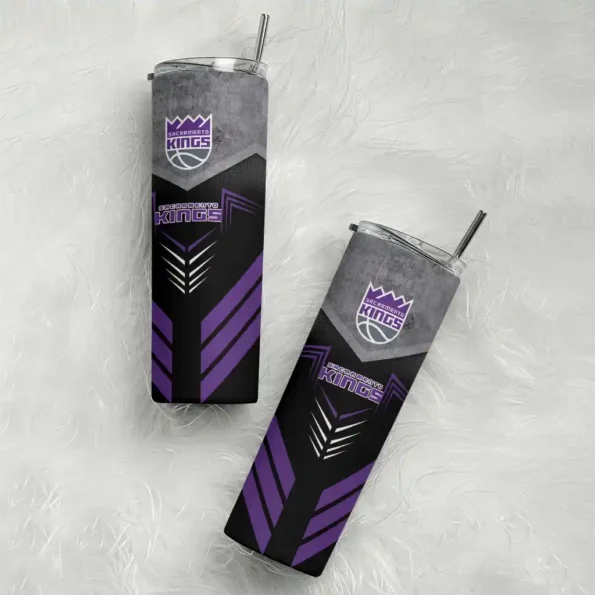 personalized sacramento kings hexagon honeycomb purple black skinny tumbler top rated.webp