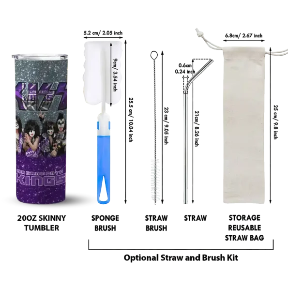 personalized sacramento kings kiss band grey skinny tumbler new arrival.webp