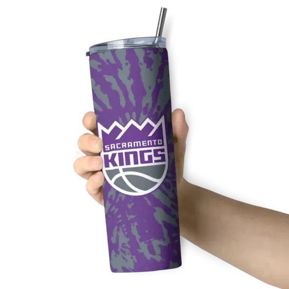 personalized sacramento kings metallic grid purple skinny tumbler premium grade.webp
