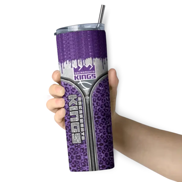 personalized sacramento kings sparkle drip purple skinny tumbler premium grade.webp