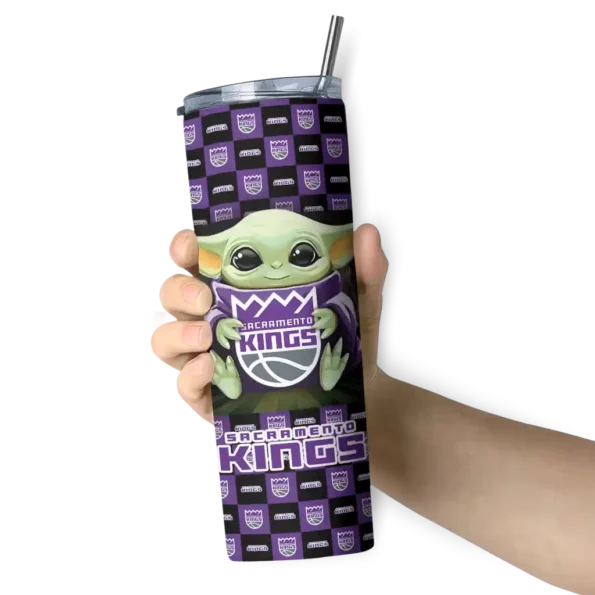 personalized sacramento kings yoda cozy purple black skinny tumbler premium grade.webp