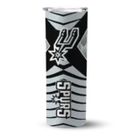 personalized san antonio spurs camo texture silver skinny tumbler best selling 1.webp