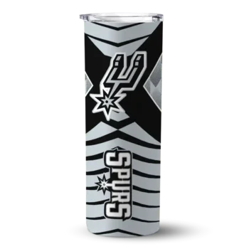 personalized san antonio spurs camo texture silver skinny tumbler best selling 1.webp