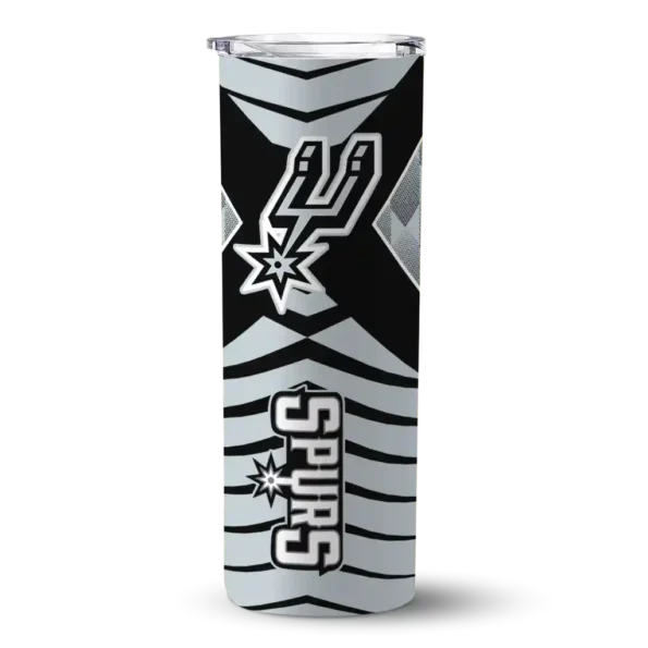 personalized san antonio spurs camo texture silver skinny tumbler best selling 1.webp