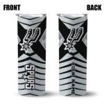 personalized san antonio spurs camo texture silver skinny tumbler best selling 1.webp
