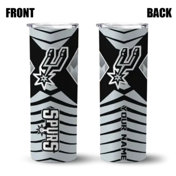 personalized san antonio spurs camo texture silver skinny tumbler fashion forward.webp