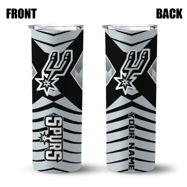 personalized san antonio spurs camo texture silver skinny tumbler fashion forward.webp