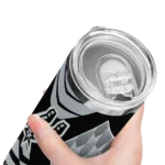 personalized san antonio spurs camo texture silver skinny tumbler best selling 1.webp