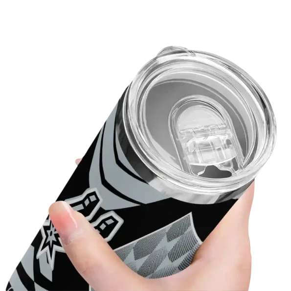 personalized san antonio spurs camo texture silver skinny tumbler high quality.webp