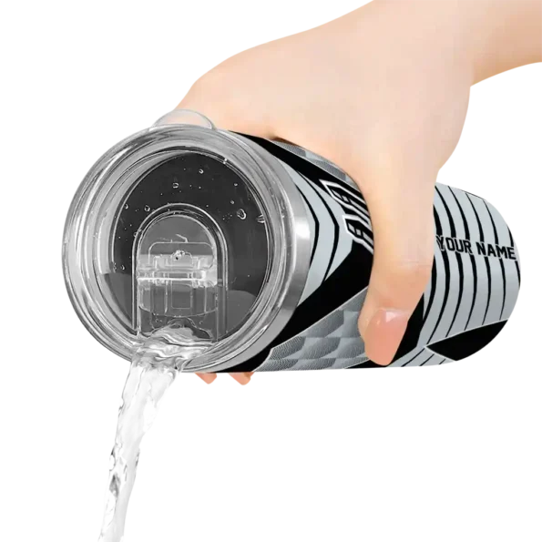 personalized san antonio spurs camo texture silver skinny tumbler latest model.webp