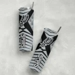 personalized san antonio spurs camo texture silver skinny tumbler best selling 1.webp